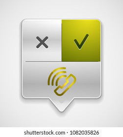 Vector phone support web button, digital technology concept, old phone icon