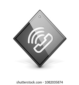 Vector phone support web button, digital technology concept, old phone icon