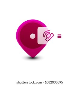 Vector phone support web button, digital technology concept, old phone icon