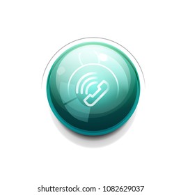 Vector phone support web button, digital technology concept, old phone icon