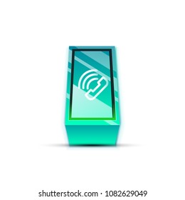 Vector phone support web button, digital technology concept, old phone icon