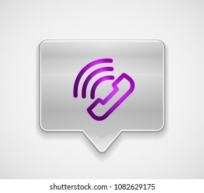 Vector phone support web button, digital technology concept, old phone icon