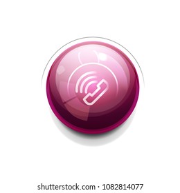 Vector phone support web button, digital technology concept, old phone icon