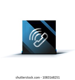 Vector phone support web button, digital technology concept, old phone icon