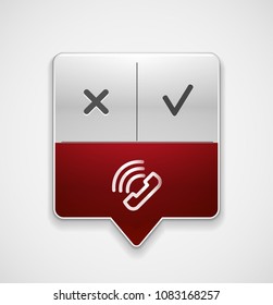 Vector phone support web button, digital technology concept, old phone icon