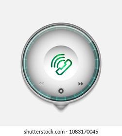 Vector phone support web button, digital technology concept, old phone icon