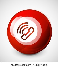 Vector phone support web button, digital technology concept, old phone icon