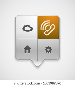 Vector phone support web button, digital technology concept, old phone icon