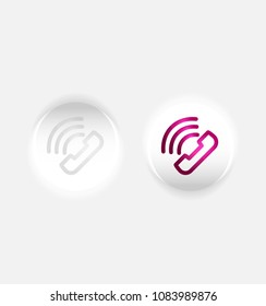 Vector phone support web button, digital technology concept, old phone icon