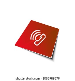 Vector phone support web button, digital technology concept, old phone icon