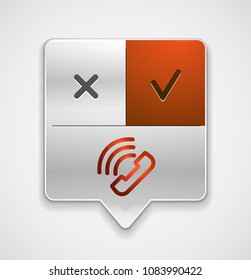 Vector phone support web button, digital technology concept, old phone icon