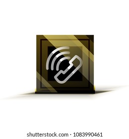 Vector phone support web button, digital technology concept, old phone icon