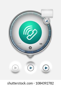 Vector phone support web button, digital technology concept, old phone icon