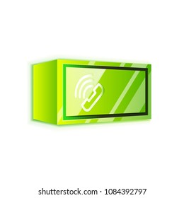 Vector phone support web button, digital technology concept, old phone icon