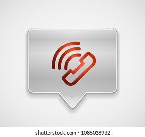 Vector phone support web button, digital technology concept, old phone icon