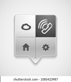 Vector phone support web button, digital technology concept, old phone icon
