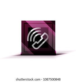 Vector phone support web button, digital technology concept, old phone icon