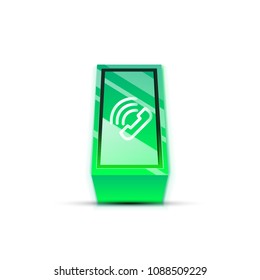 Vector phone support web button, digital technology concept, old phone icon