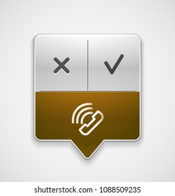 Vector phone support web button, digital technology concept, old phone icon