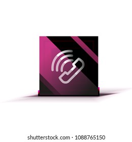 Vector phone support web button, digital technology concept, old phone icon