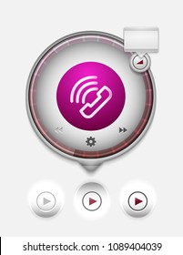 Vector phone support web button, digital technology concept, old phone icon