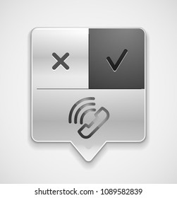 Vector phone support web button, digital technology concept, old phone icon