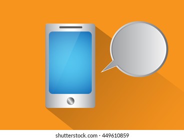 Vector Phone Talk Flat Icon With Long Shadow