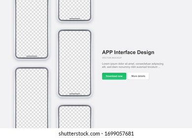 Vector phone. Template for APP. Realistic template. Mock up with empty screen for business presentations.