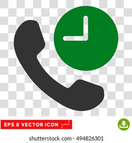 Vector Phone Time EPS vector icon. Illustration style is flat iconic bicolor green and gray symbol on a transparent background.