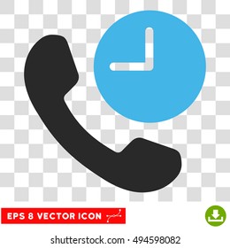 Vector Phone Time EPS vector pictogram. Illustration style is flat iconic bicolor blue and gray symbol on a transparent background.