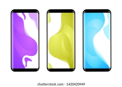 Vector phone x wallpaper collection. Editable gradient wallpapers background into phone shape.