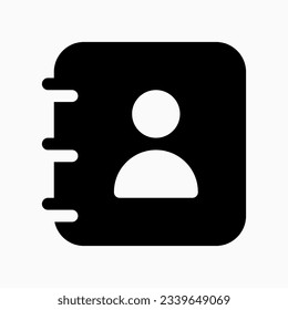 Libro de vectores, contacto, icono del diario. Fondo blanco y negro. Perfecto para aplicaciones e interfaces web, infografías, presentaciones, marketing, etc.