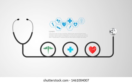 Vector phonendoscope infographic. Medical and healthcare template 