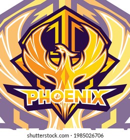 vector phonenix badge logo for esport, team gaming logo and jersey design 