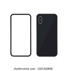 Vector phones set. Side and back vector images isolate on white background. Mobile collection.
