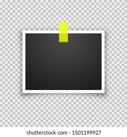 Vector photo in abstract style on transparent background. Transparent shadow realistic illustration. Photo frame mockup design. EPS 10