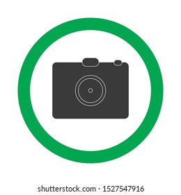 Vector photo allowed sign on white background with green circle. Cool for cafe, restaurant. Illustration can use in camera friendly place