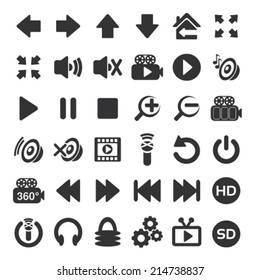 Vector photo, audio, video interface icon - button on white background 