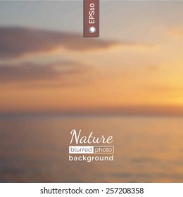 Vector photo background. Blurred photo background. Backdrop with nature for poster. Travel poster with natural landscape. Eco design for website. Blur. Unfocus. Wallpaper for presentation, advertising