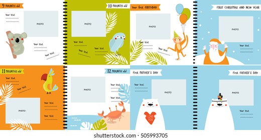 Vector Photo Book With Cartoon Animals For The Children, 