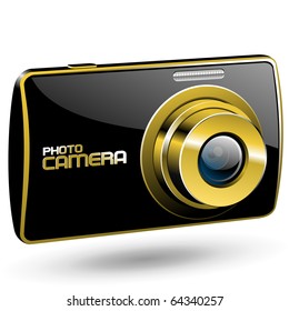 Vector Photo camera 3 (black with gold)