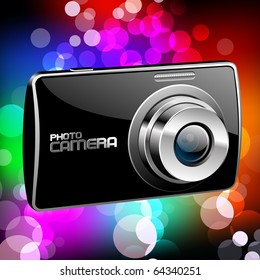 Vector Photo camera 4 (black with a color background)