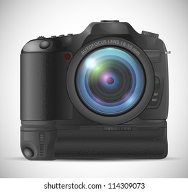vector photo camera with battery grip