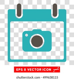 Vector Photo Camera Calendar Day EPS vector icon. Illustration style is flat iconic bicolor grey and cyan symbol on a transparent background.