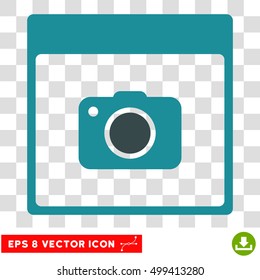 Vector Photo Camera Calendar Page EPS vector pictogram. Illustration style is flat iconic bicolor soft blue symbol on a transparent background.