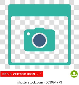 Vector Photo Camera Calendar Page EPS vector pictograph. Illustration style is flat iconic bicolor cobalt and cyan symbol on a transparent background.
