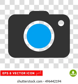 Vector Photo Camera EPS vector pictogram. Illustration style is flat iconic bicolor blue and gray symbol on a transparent background.