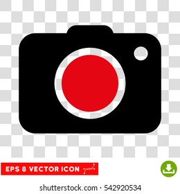 Vector Photo Camera EPS vector pictogram. Illustration style is flat iconic bicolor intensive red and black symbol on a transparent background.