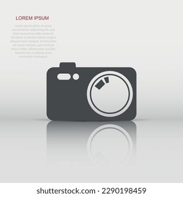 Vector photo camera icon in flat style. Photographer cam sign illustration pictogram. Camera business concept.
