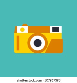 Vector photo camera icon in flat style